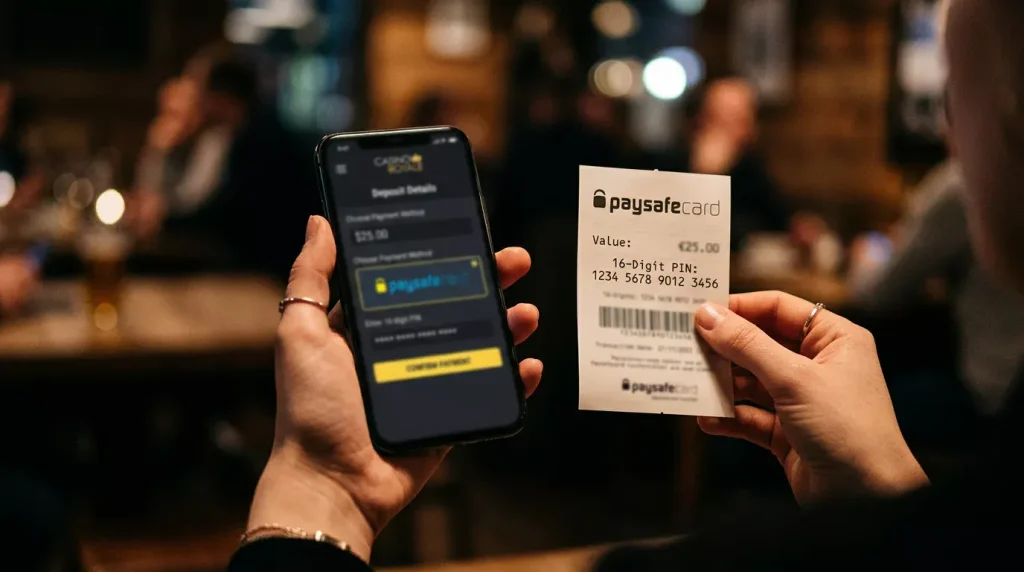 Paysafecard-Einzahlung im Mobile Casino auf dem Smartphone